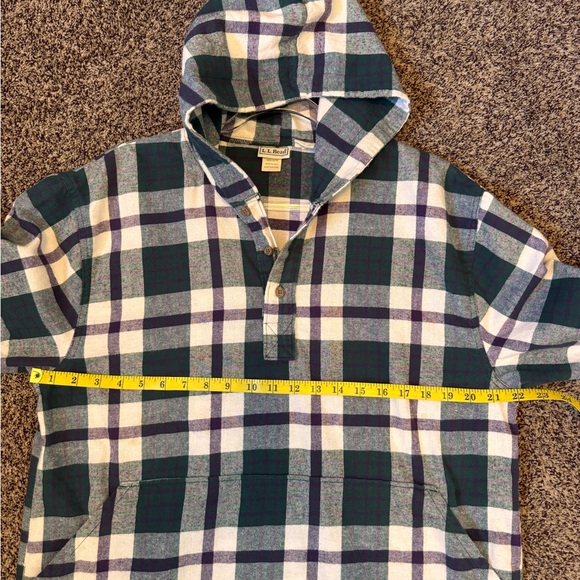 L.L. Bean Kids/Small Adult Checkered Hooded Sweatshirt Green Purple White SizeXL - Picture 7 of 10